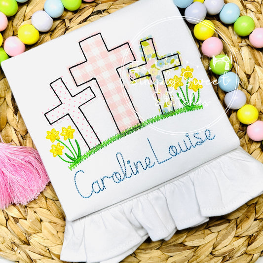 2470 - CROSS TRIO GIRL - APPLIQUE CHILD SHIRT