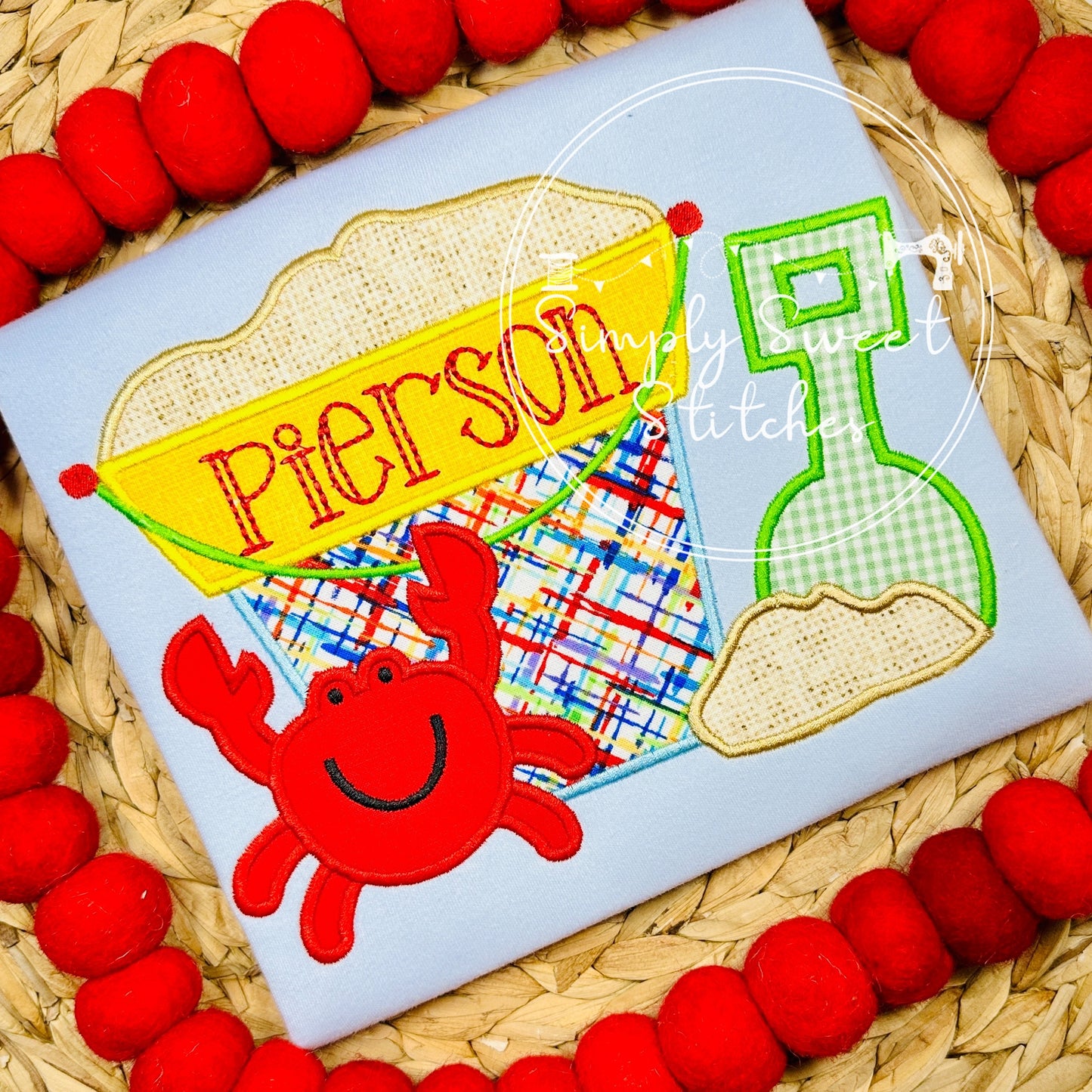 1036 - BOYS SAND PAIL WITH CRAB - APPLIQUE CHILD SHIRT