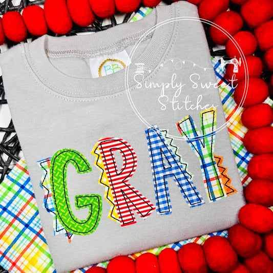 2483 - DINOSAUR NAME - APPLIQUE CHILD SHIRT