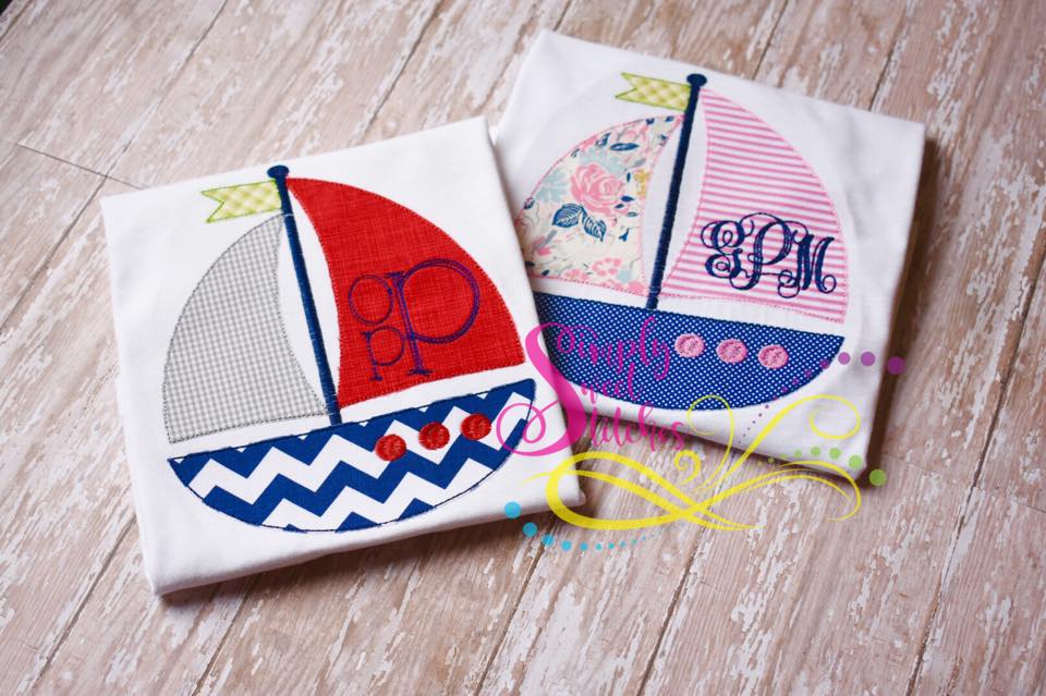 1050 - GIRL SAILBOAT - APPLIQUE CHILD SHIRT