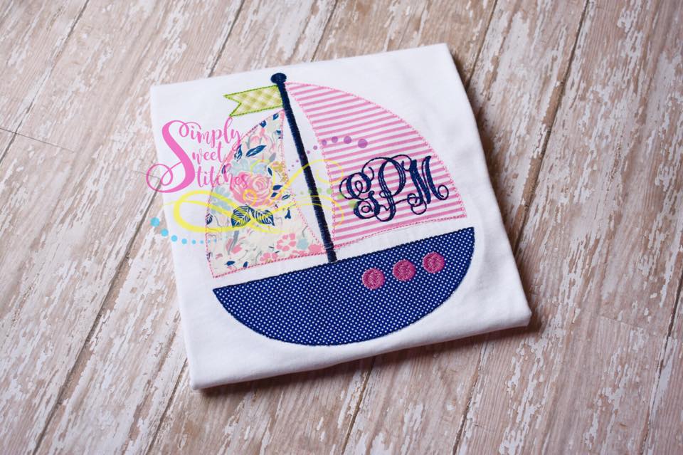 1050 - GIRL SAILBOAT - APPLIQUE CHILD SHIRT