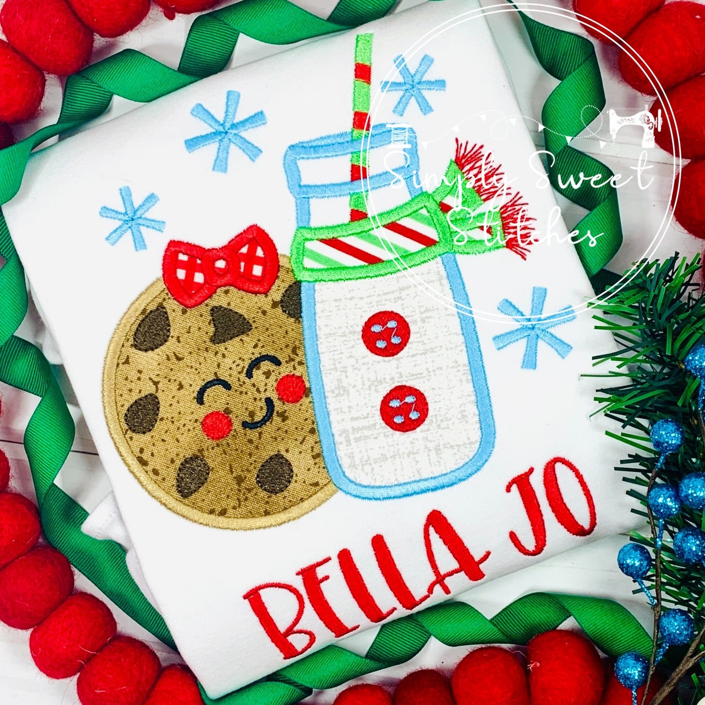 2210 - COOKIES AND MILK GIRL - APPLIQUE CHILD SHIRT