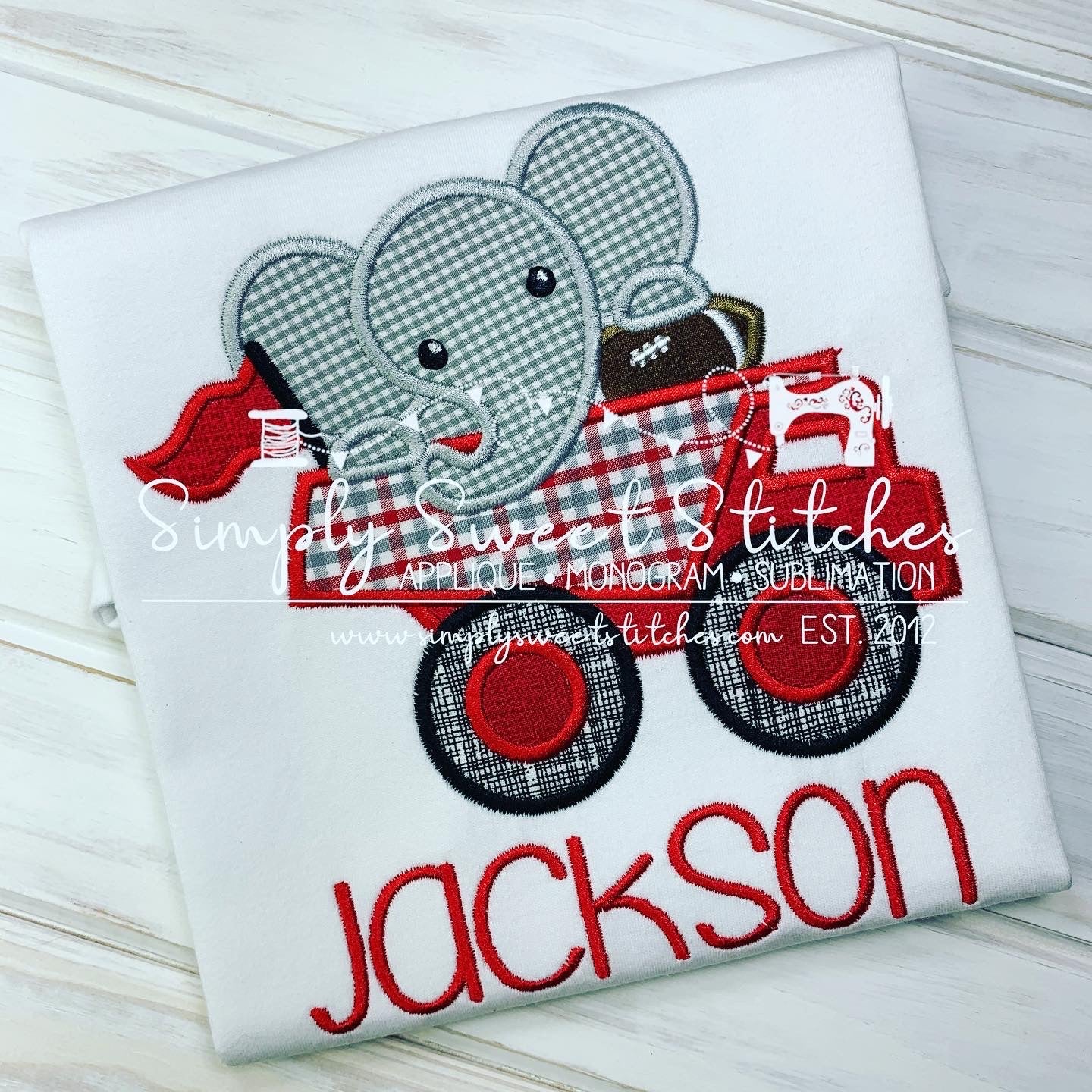 1483 - ELEPHANT DUMP TRUCK - APPLIQUE CHILD SHIRT