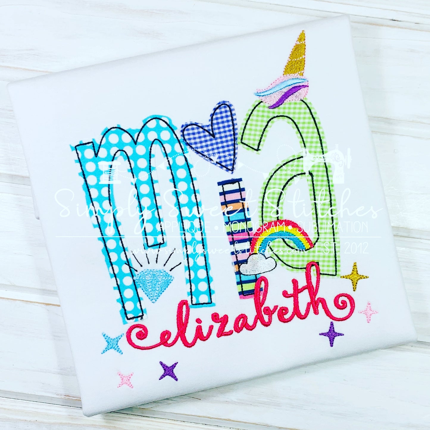 3098 - UNICORN NAME APPLIQUE - CHILD SHIRT