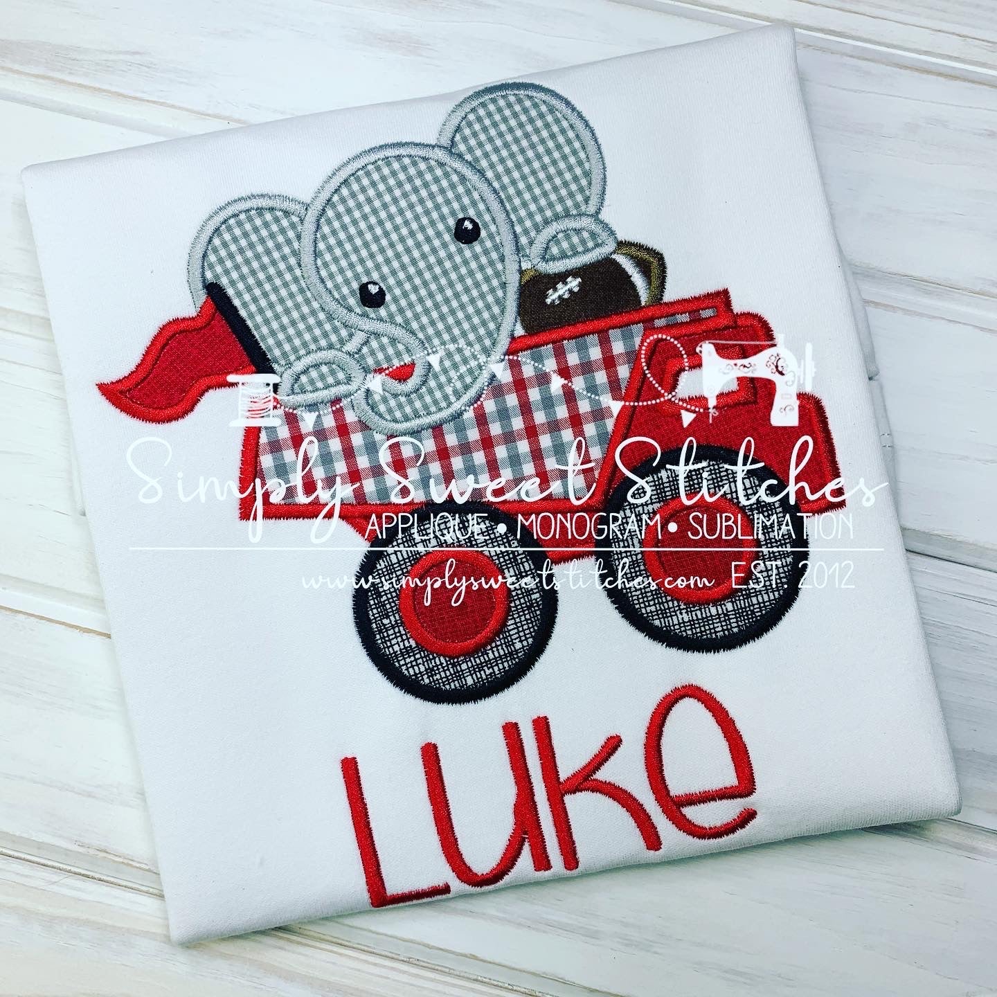 1483 - ELEPHANT DUMP TRUCK - APPLIQUE CHILD SHIRT