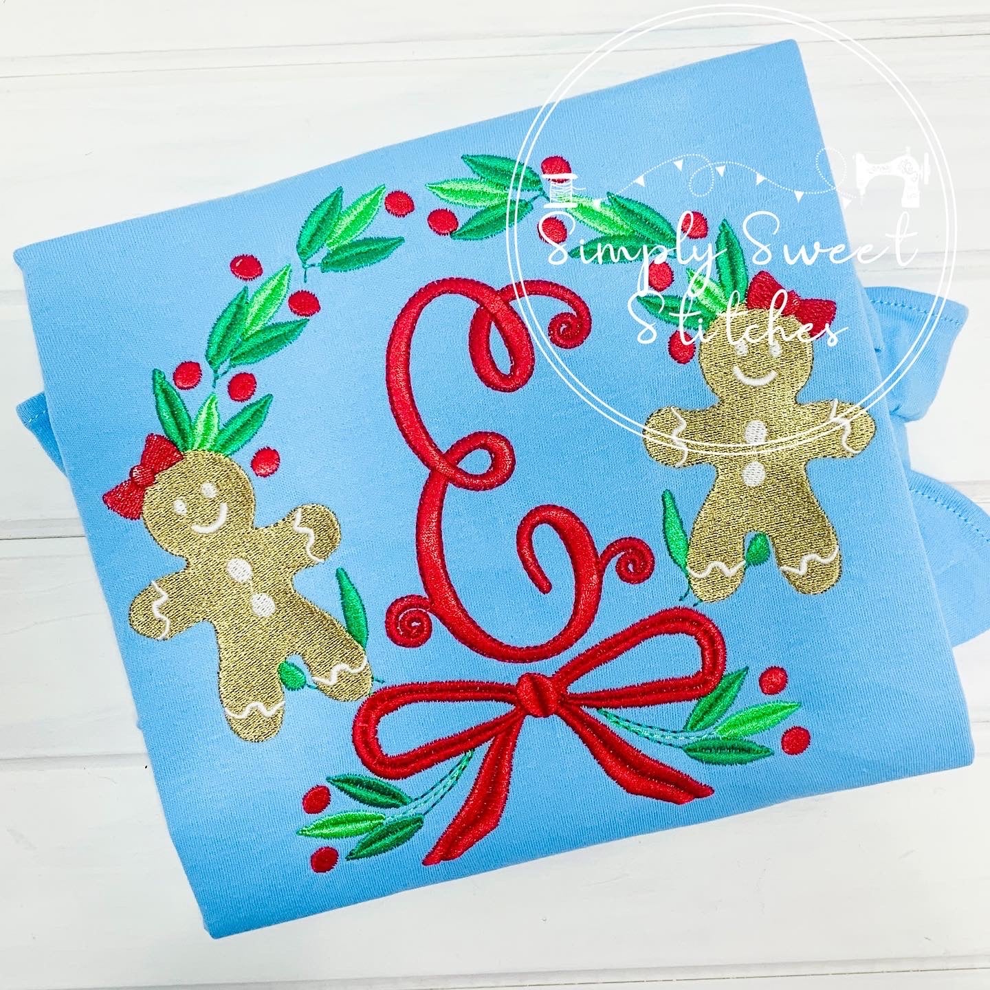 2196 - GINGERBREAD CIRCLE FRAME - EMBROIDERY CHILD SHIRT