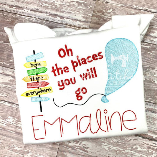 1771 - OH THE PLACES YOU WILL GO - SKETCH CHILD SHIRT