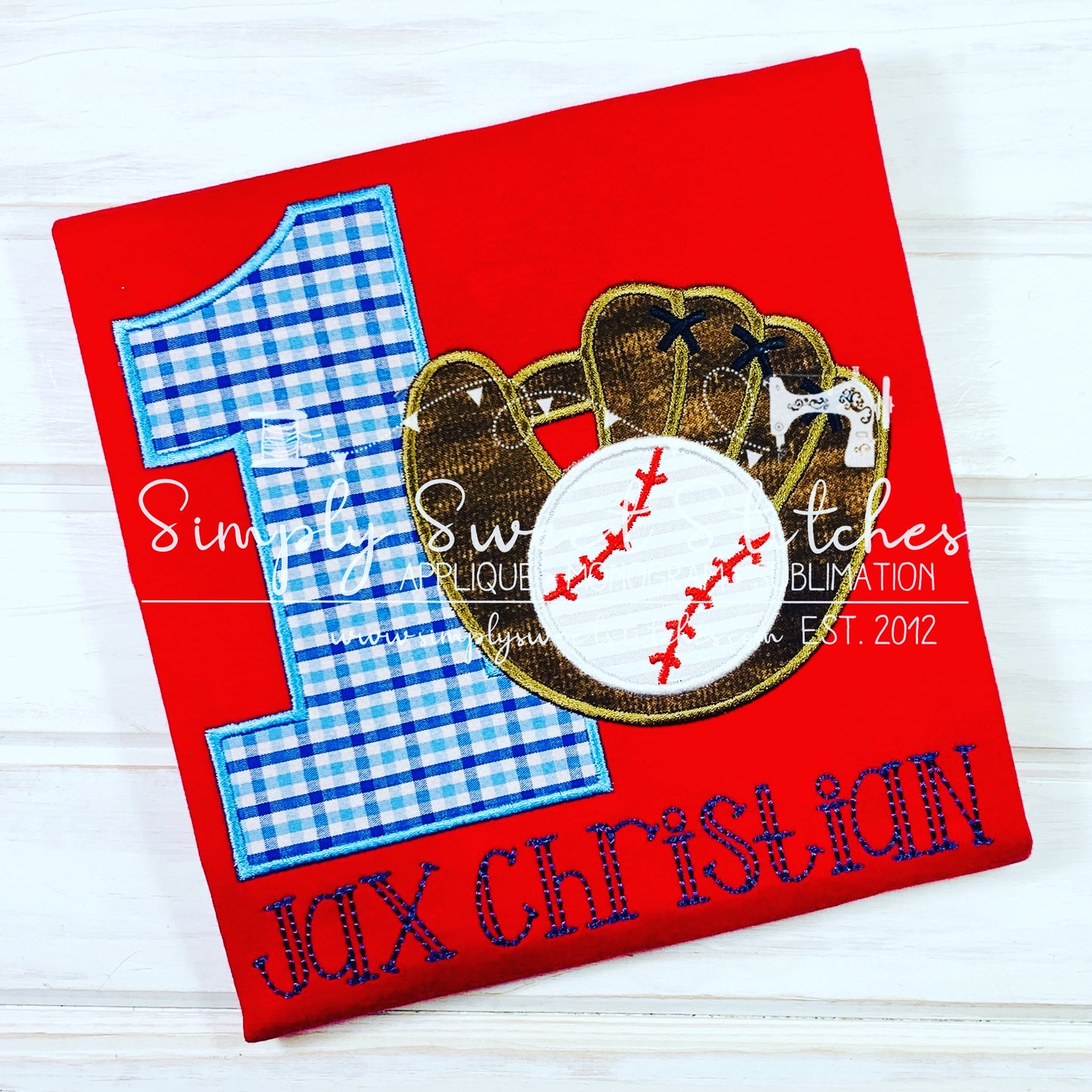 1380 - BASEBALL BIRTHDAY NUMBER - APPLIQUE CHILD SHIRT