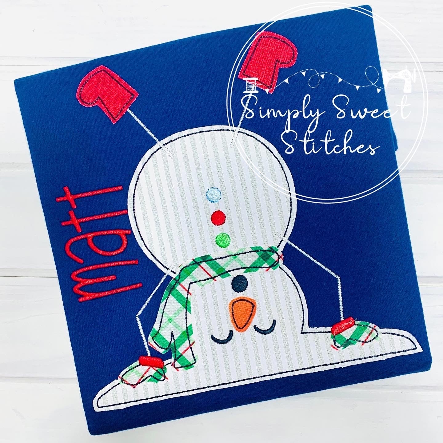 2199 - UPSIDE DOWN SNOWMAN - APPLIQUE CHILD SHIRT