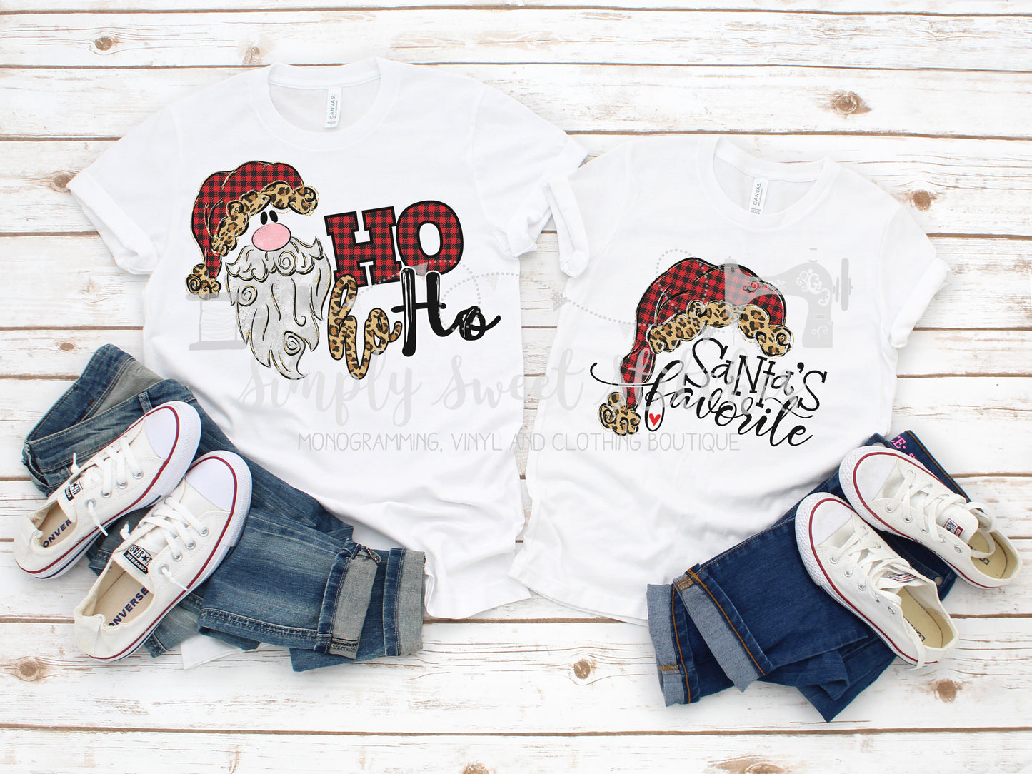 1413 - CHRISTMAS SANTA'S FAVORITE LEOPARD PRINT - HEAT PRESS ADULT SHIRT