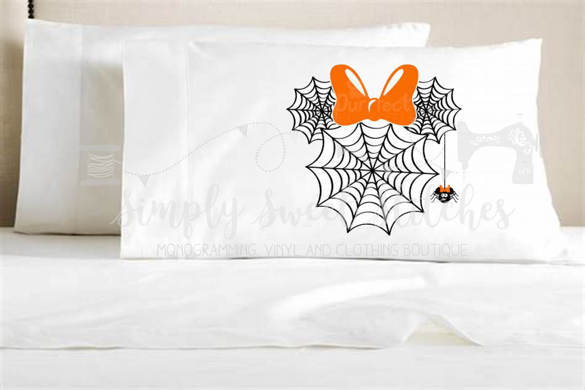 1901 - GIRL MOUSE HEAD SPIDER WEB HEAT PRESS - PILLOWCASE