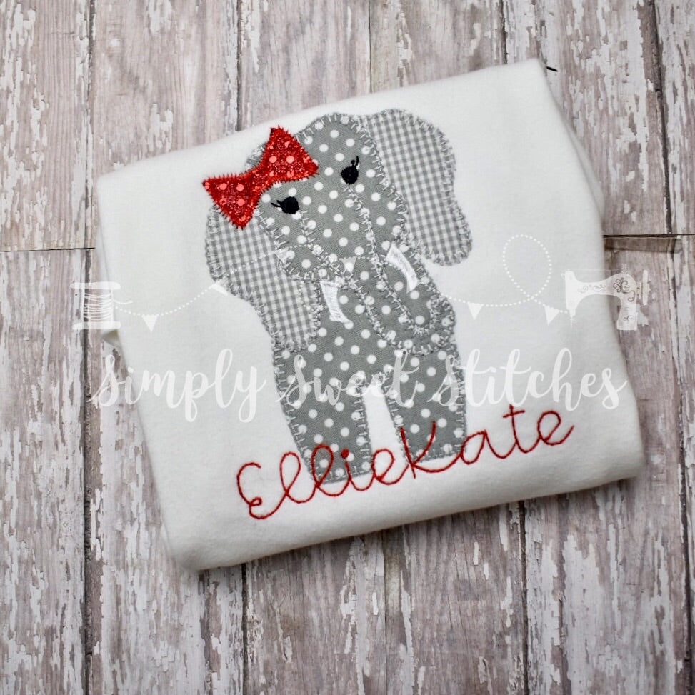 1425 - GIRLY ELEPHANT - APPLIQUE CHILD SHIRT