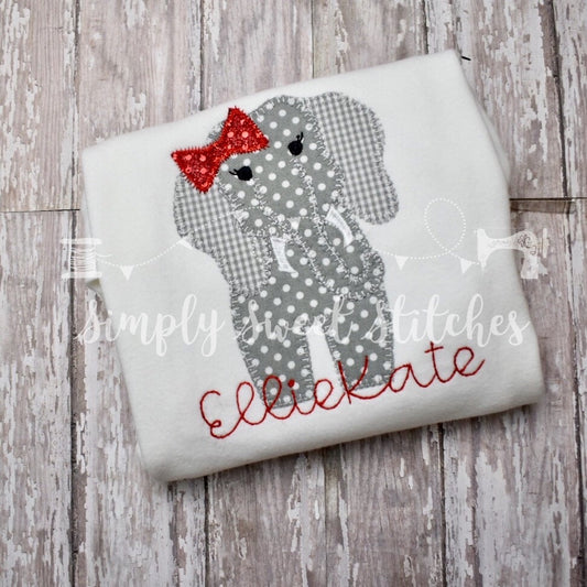 1425 - GIRLY ELEPHANT - APPLIQUE CHILD SHIRT
