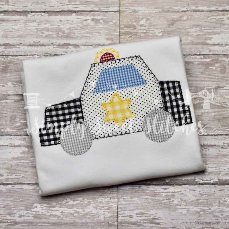 1183 - POLICE CAR WITH STAR - APPLIQUE CHILD SHIRT