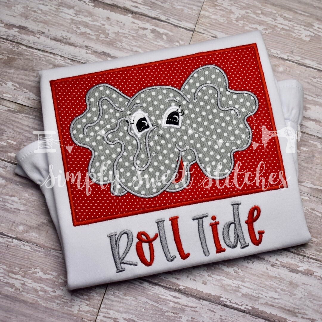 1089 - ELEPHANT FACE IN BOX - APPLIQUE CHILD SHIRT