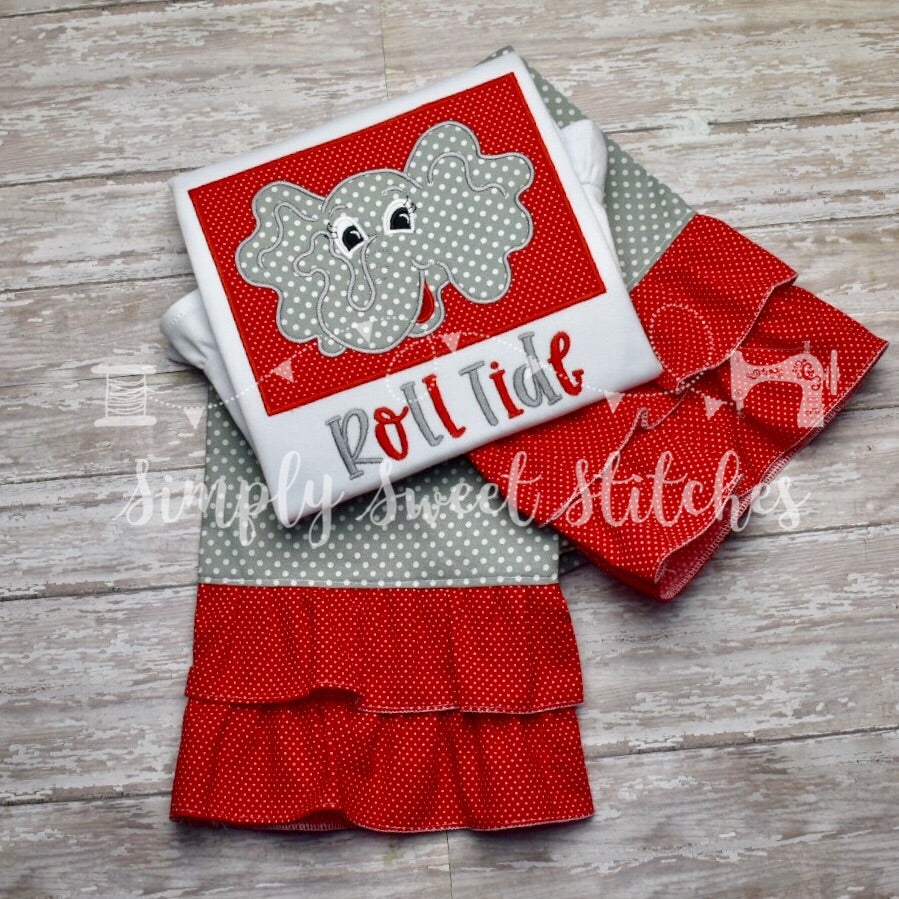 1089 - ELEPHANT FACE IN BOX - APPLIQUE CHILD SHIRT
