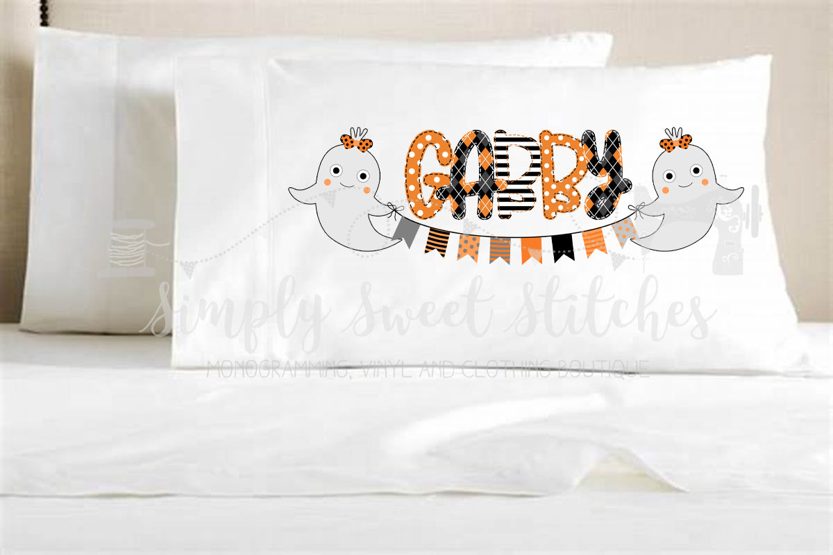 1462 - GIRLY HALLOWEEN BANNER - PILLOWCASE