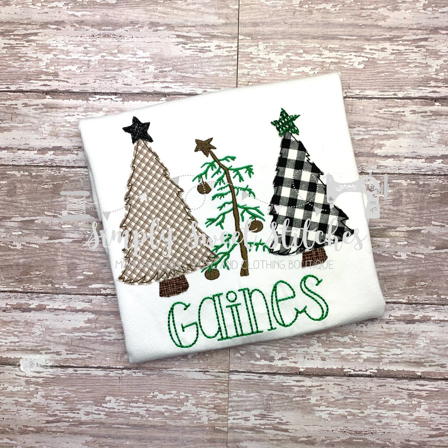 1492 - CHRISTMAS TREE TRIO BOY - APPLIQUE CHILD SHIRT