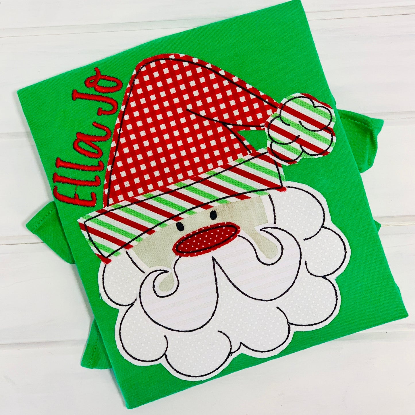 2194 - VINTAGE HAPPY SANTA - APPLIQUE CHILD SHIRT