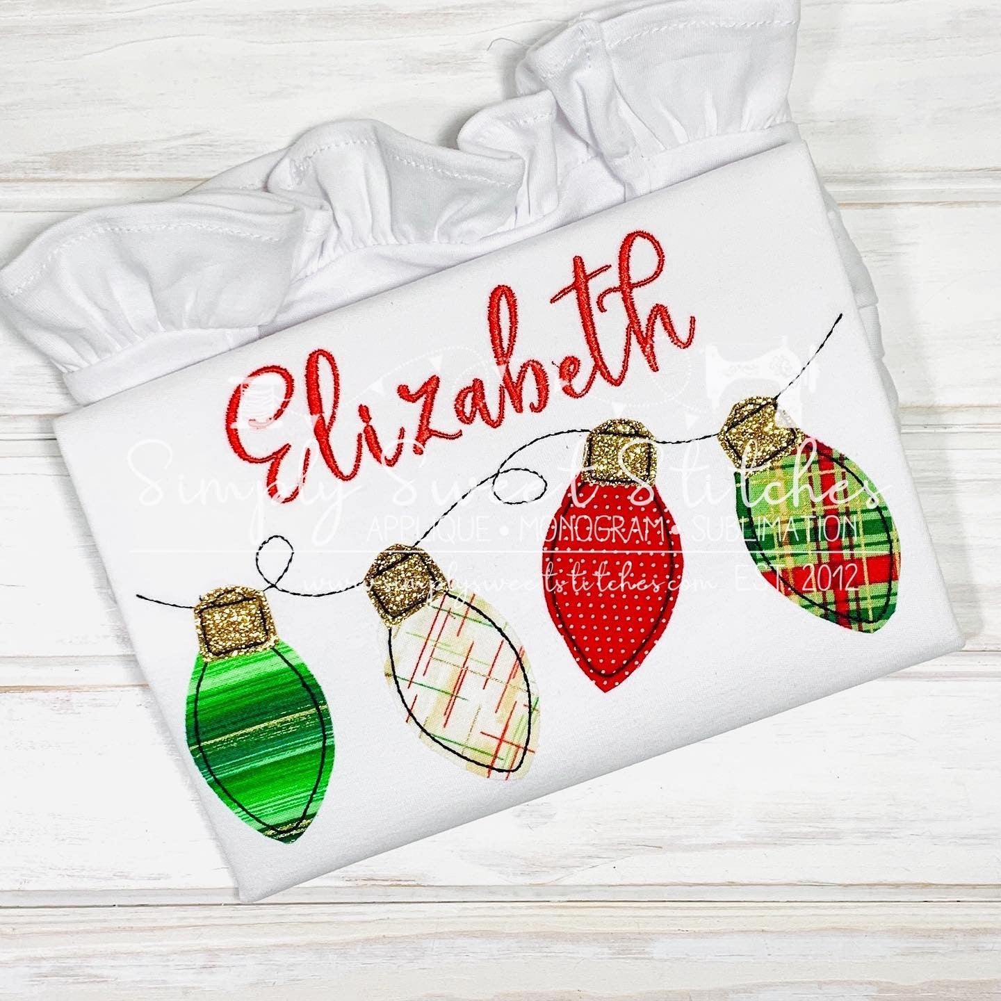 1916 - CHRISTMAS LIGHTS - APPLIQUE CHILD SHIRT