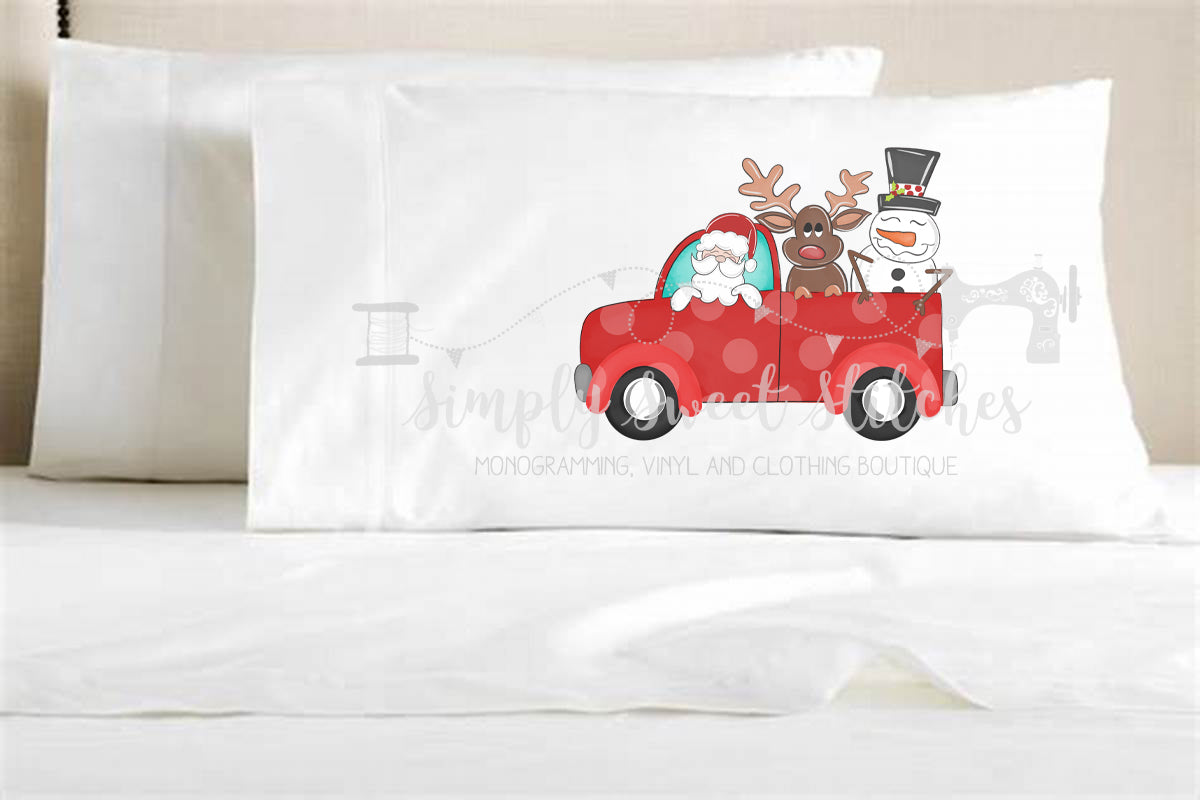 1202 - SANTA TRUCK - PILLOWCASE