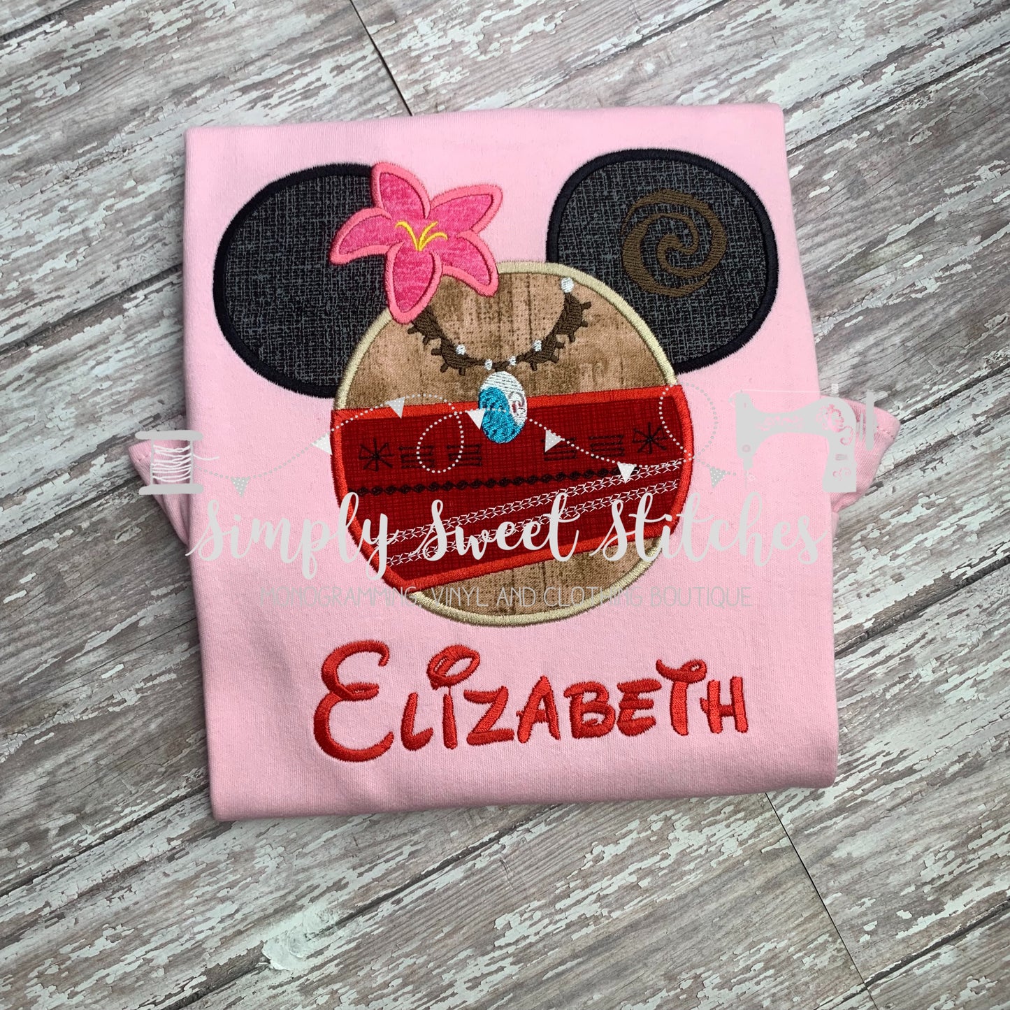 2217 - MOANA MOUSE EARS - APPLIQUE CHILD SHIRT