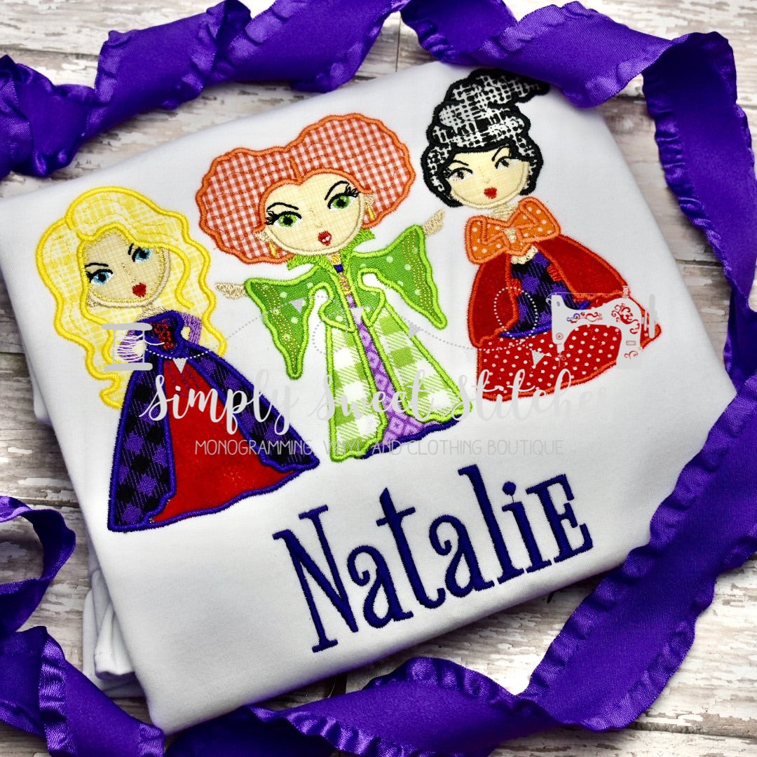 1120 - WITCH SISTERS HOCUS POCUS - APPLIQUE CHILD SHIRT