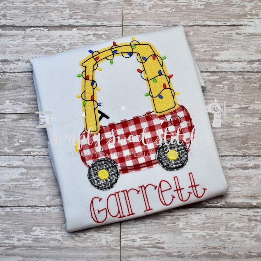 1190 - COUPE WITH CHRISTMAS LIGHTS - APPLIQUE CHILD SHIRT