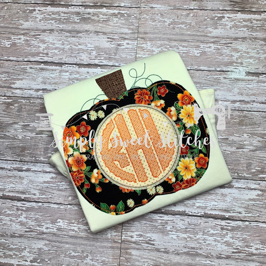 1193 - PUMPKIN WITH CIRCLE MONOGRAM - APPLIQUE CHILD SHIRT