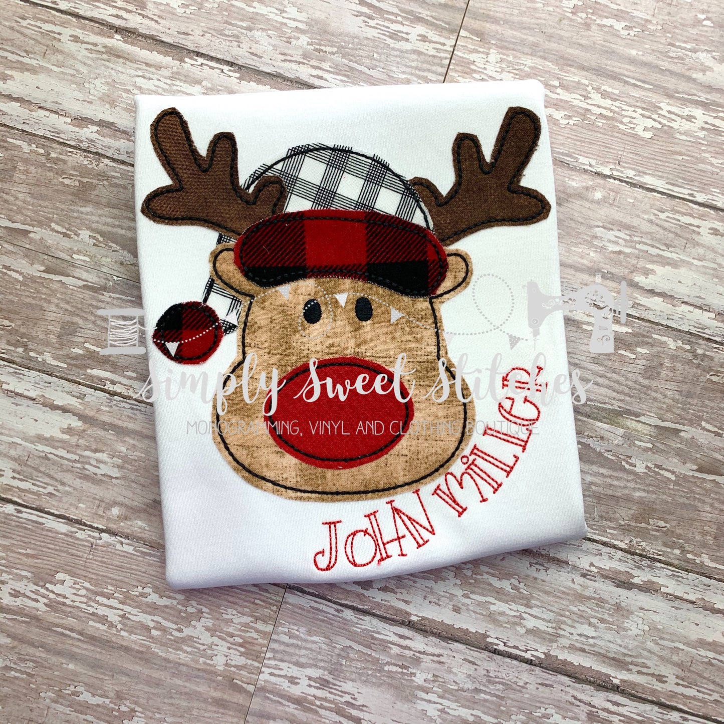 1242 - REINDEER BOY - APPLIQUE CHILD SHIRT