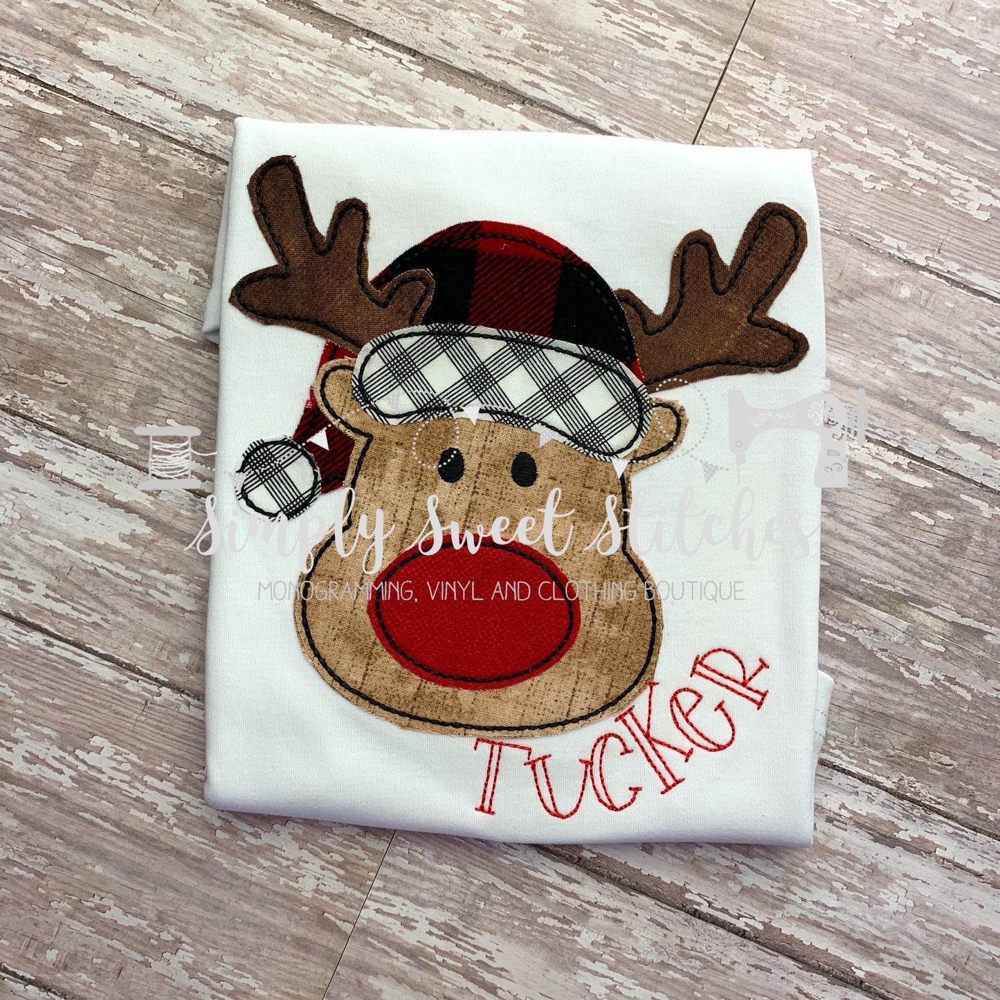 1242 - REINDEER BOY - APPLIQUE CHILD SHIRT