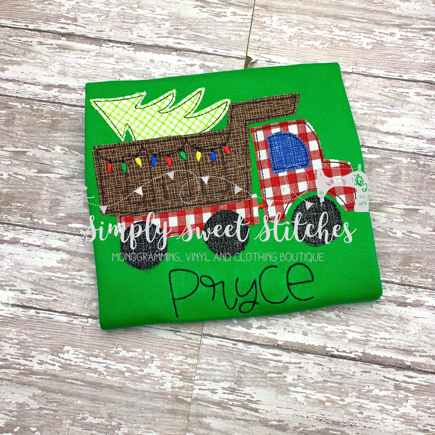 1494 - CHRISTMAS DUMP TRUCK - APPLIQUE CHILD SHIRT