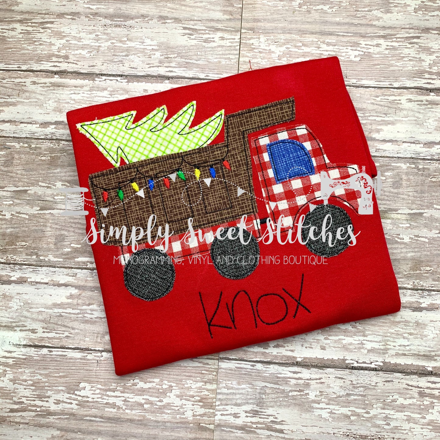 1494 - CHRISTMAS DUMP TRUCK - APPLIQUE CHILD SHIRT