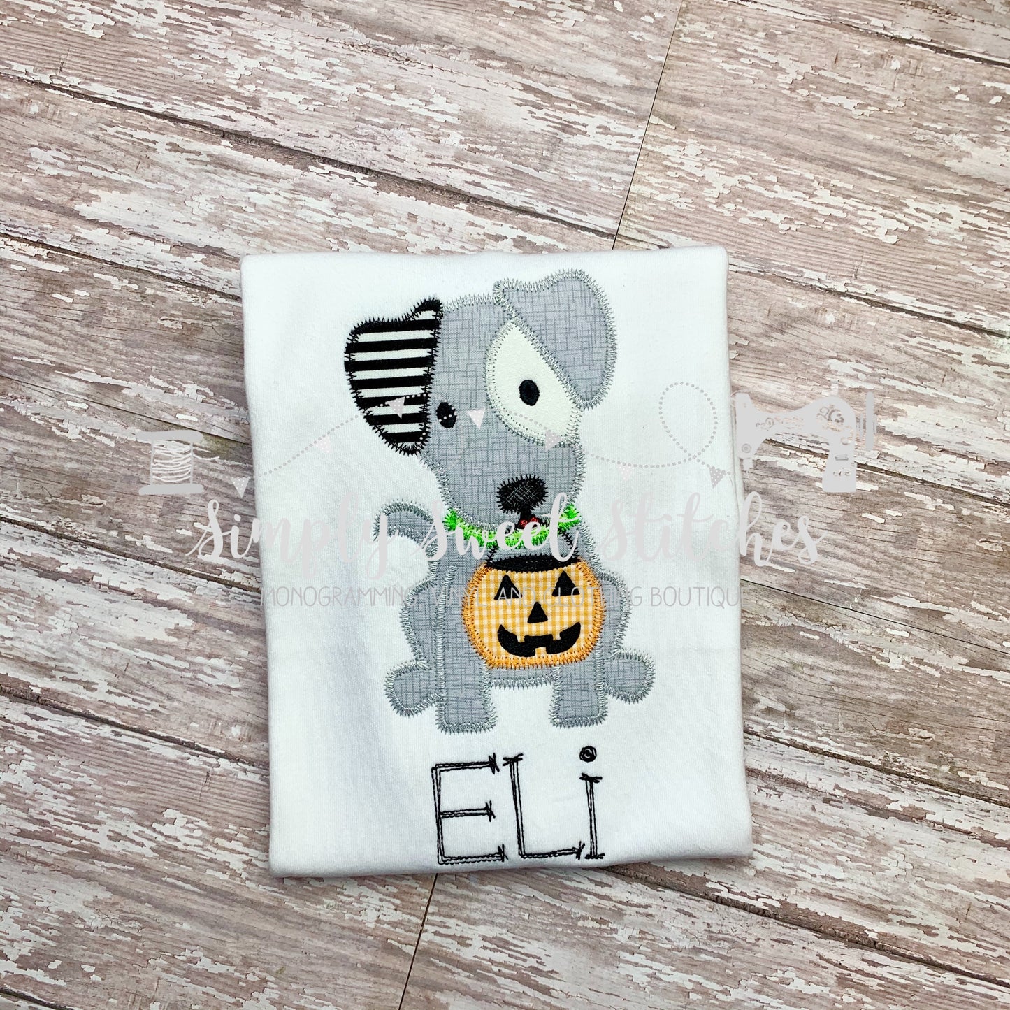 1206 - JACK O LANTERN PUPPY - APPLIQUE CHILD SHIRT