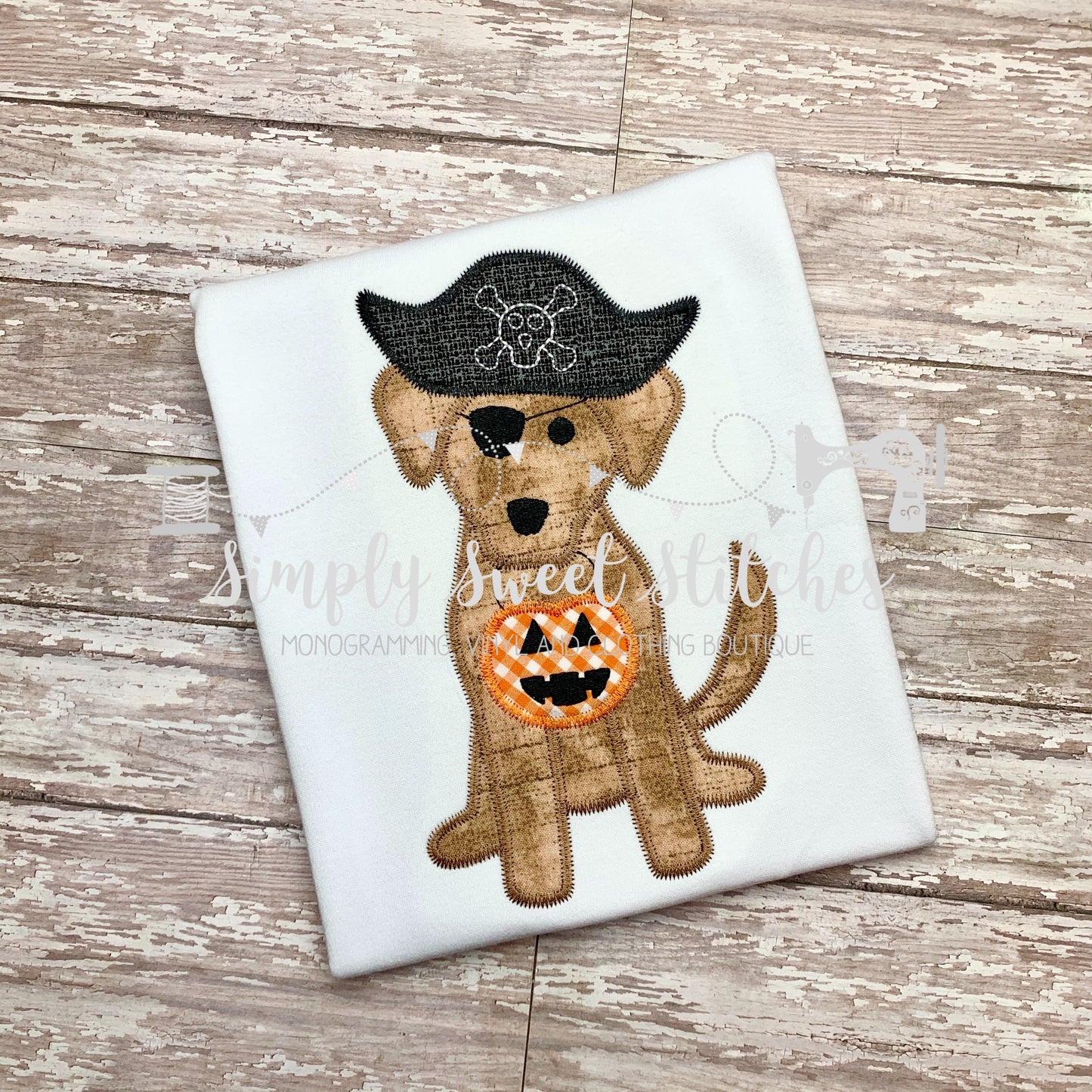 1207 - HALLOWEEN PIRATE PUPPY- APPLIQUE CHILD SHIRT