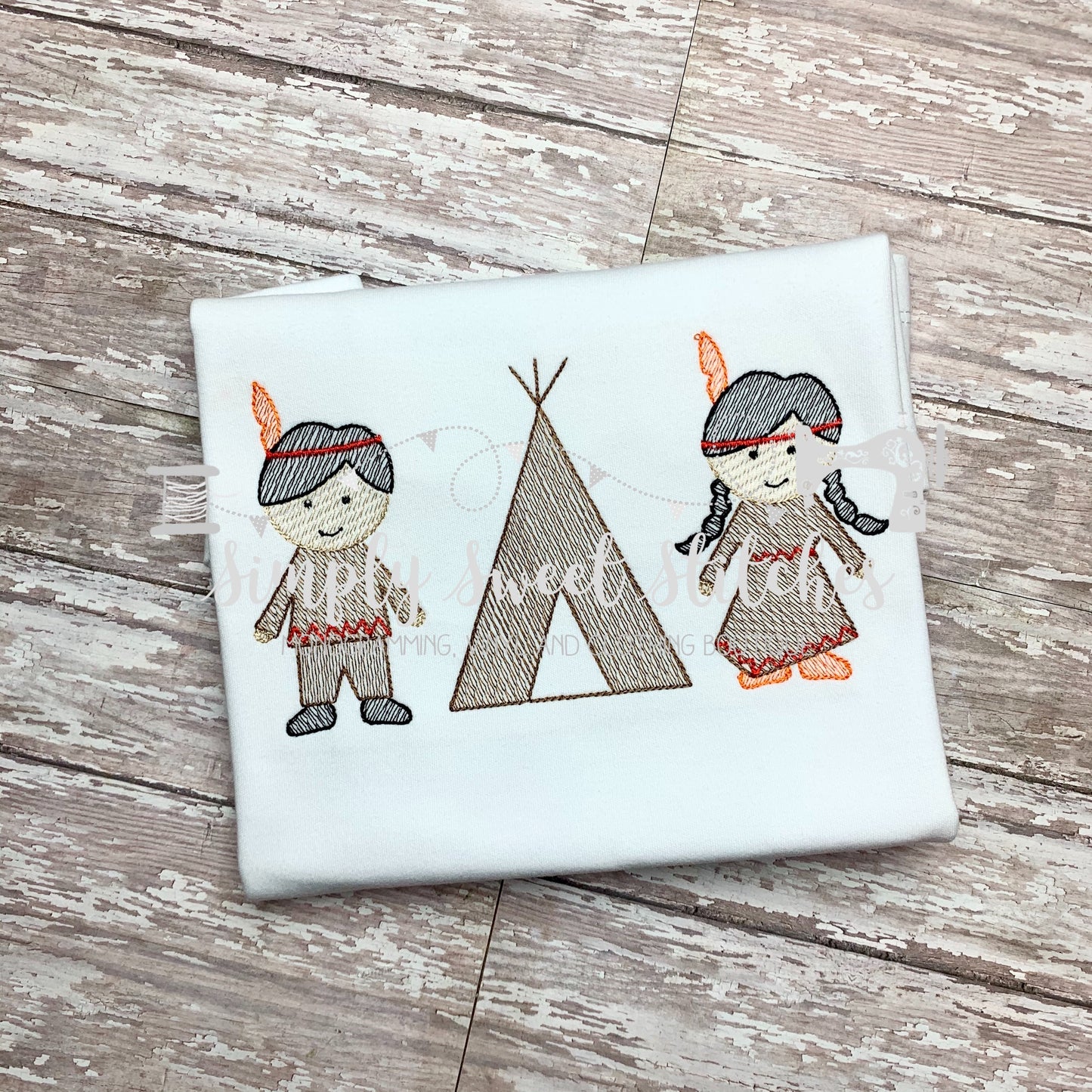 1208 - THANKSGIVING INDIANS - SKETCH CHILD SHIRT