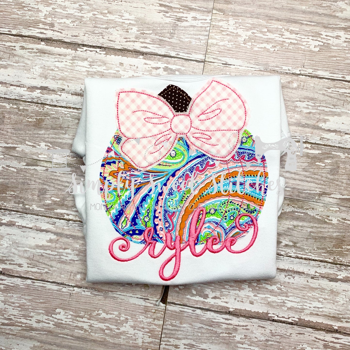1210 - PUMPKIN WITH BIG BOW - APPLIQUE CHILD SHIRT
