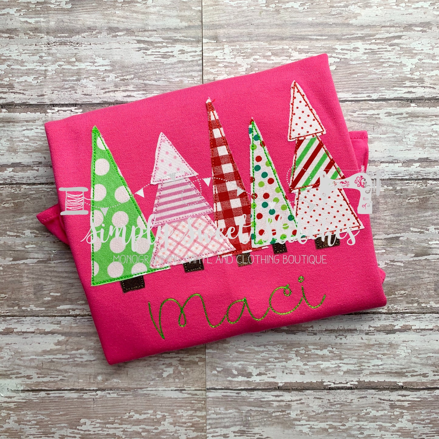 1157 - CHRISTMAS TREES - APPLIQUE CHILD SHIRT