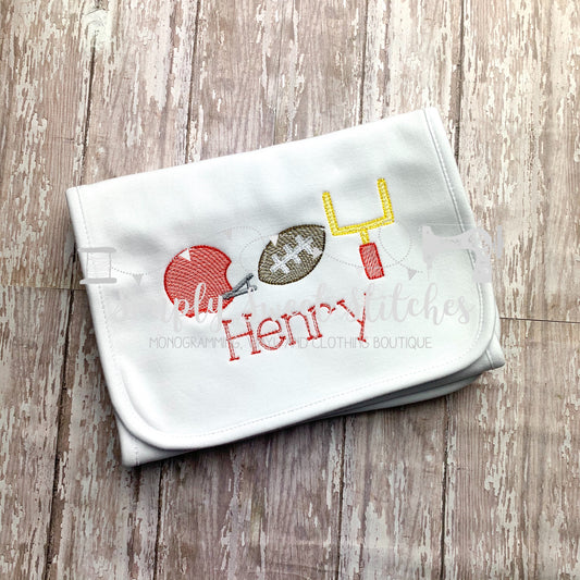 1222 - FOOTBALL TRIO - SKETCH BURP CLOTH