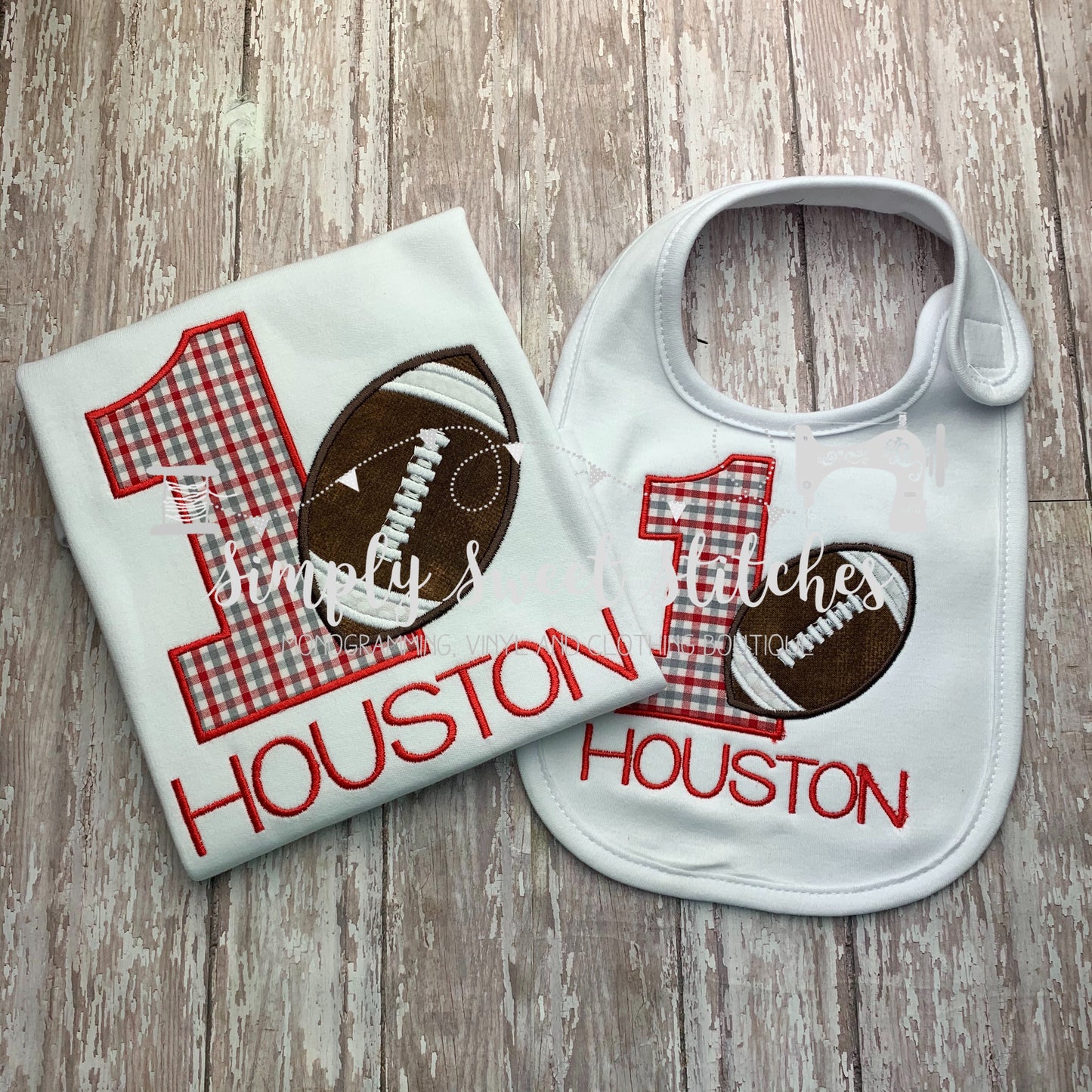 1231 - FOOTBALL BIRTHDAY NUMBER - APPLIQUE CHILD SHIRT