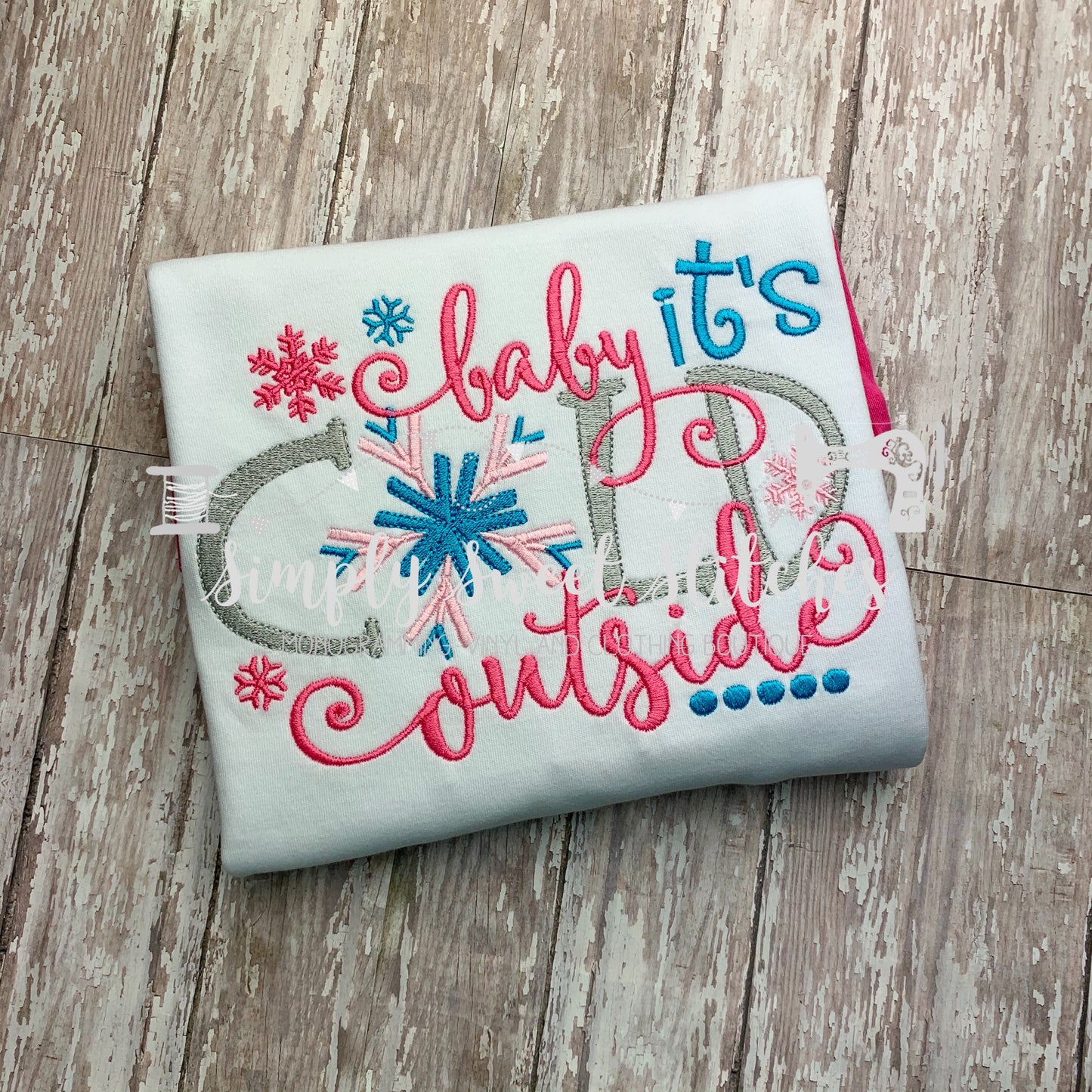 1233 - BABY IT'S COLD OUTSIDE - EMBROIDERY CHILD SHIRT