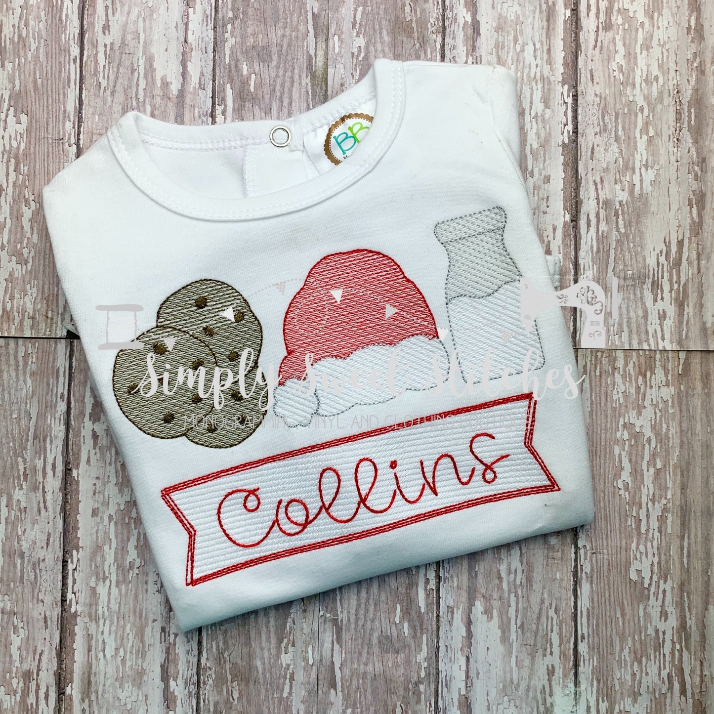 1261 - COOKIES AND MILK SANTA HAT - SKETCH CHILD SHIRT