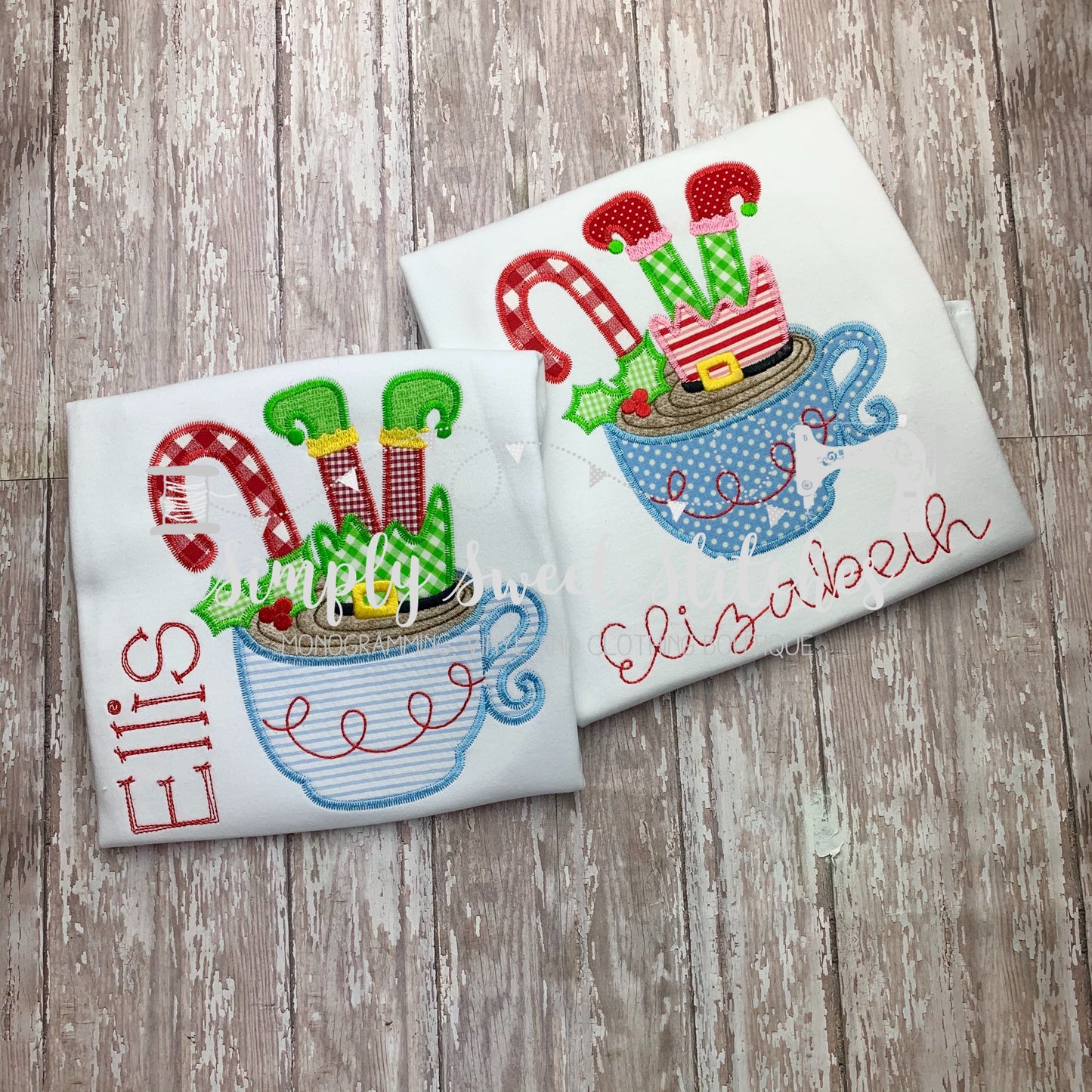 1264 - ELF HOT CHOCOLATE GIRL - APPLIQUE CHILD SHIRT