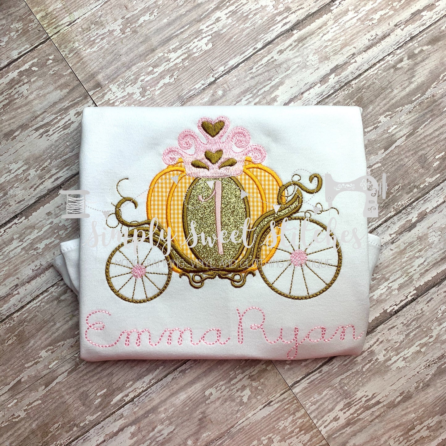 1189 - PUMPKIN CARRIAGE BIRTHDAY - APPLIQUE CHILD SHIRT