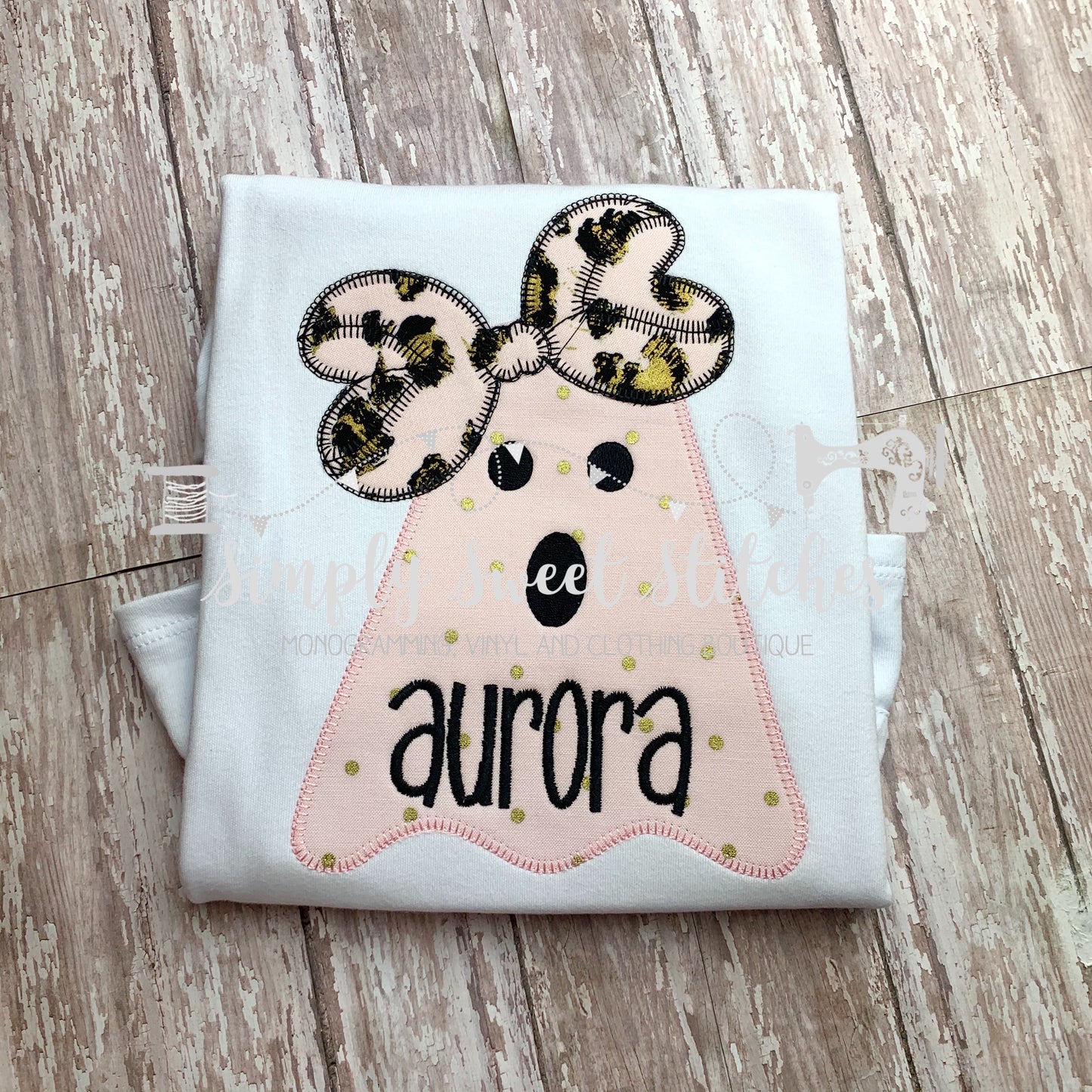 1837 - GIRLY GHOST APPLIQUE - CHILD SHIRT