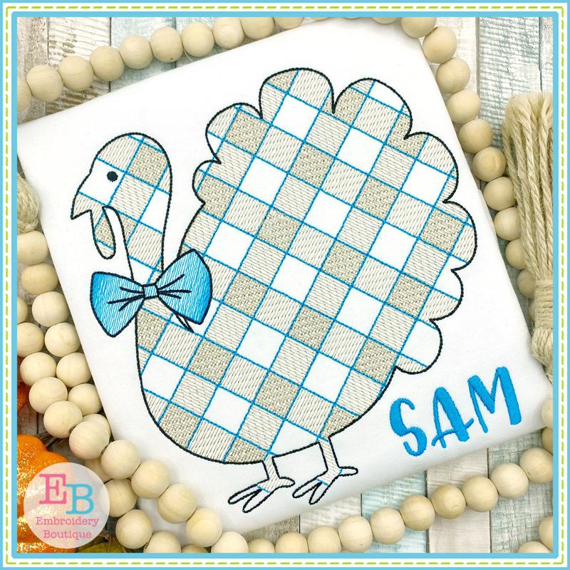 1830 - PLAID PUMPKIN WITH BOW TIE - SKETCH CHILD SHIRT
