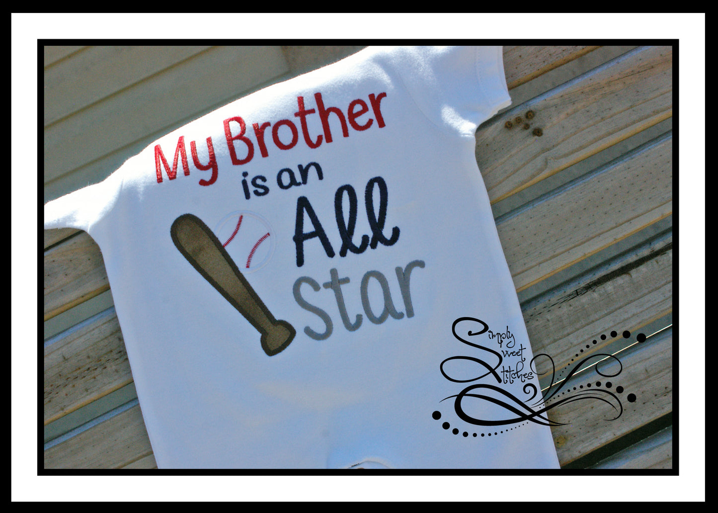 1043 - BASEBALL BROTHER ALLSTAR - APPLIQUE CHILD SHIRT