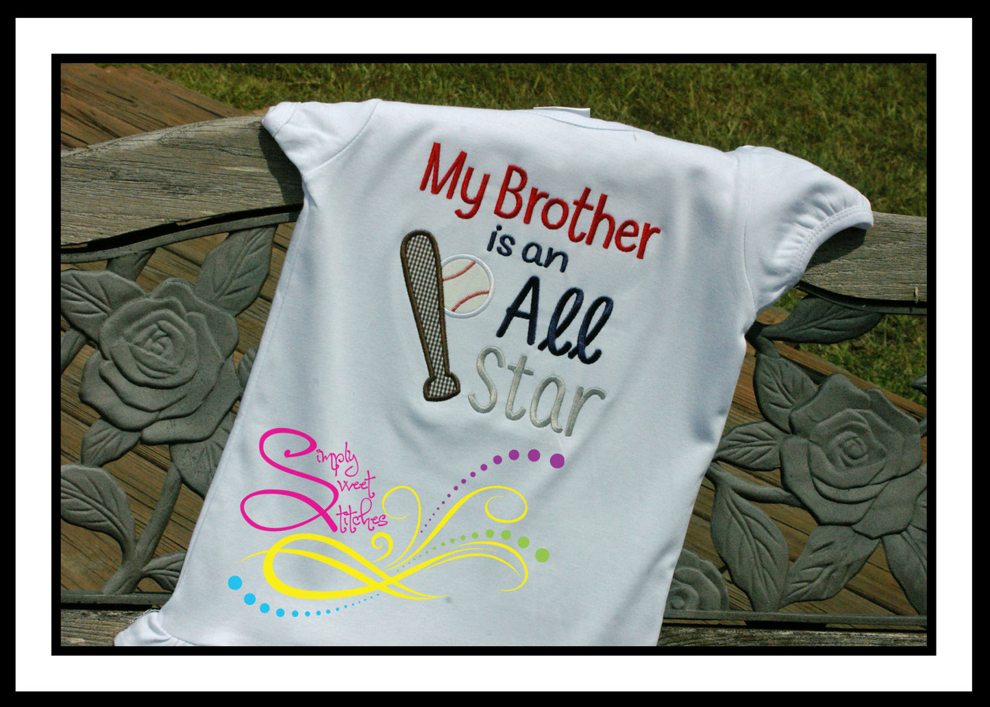 1043 - BASEBALL BROTHER ALLSTAR - APPLIQUE CHILD SHIRT