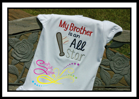 1043 - BASEBALL BROTHER ALLSTAR - APPLIQUE CHILD SHIRT
