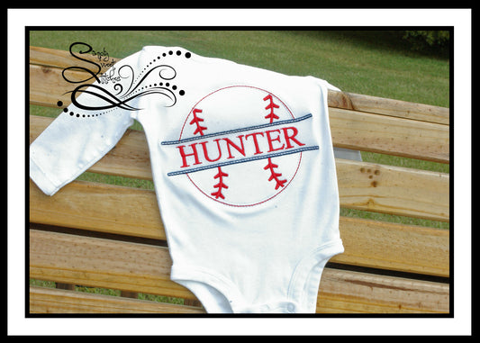 1046 - SPLIT BASEBALL - APPLIQUE CHILD SHIRT
